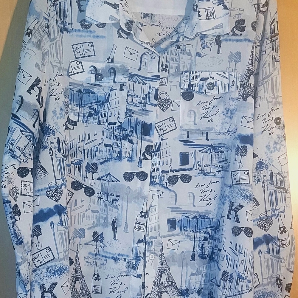 Karl Lagerfeld Blue Graphic Print Shirt